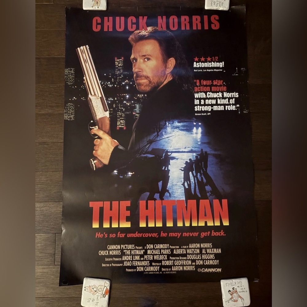 THE HITMAN - 39.5”x40" Original Movie Poster One Sheet 1991 Chuck Norris Rolled